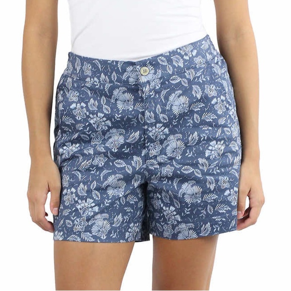 NWT Jachs Girlfriend Women's Printed Chino Shorts in Blue Flora XXL
